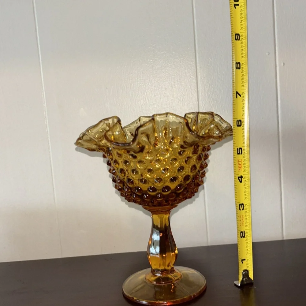 Fenton Amber Hobnail Glass Compote Circa 1950s